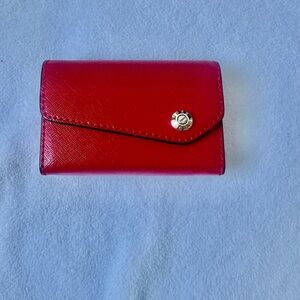 Henri Bendel Red Card Holder with Button Closure
